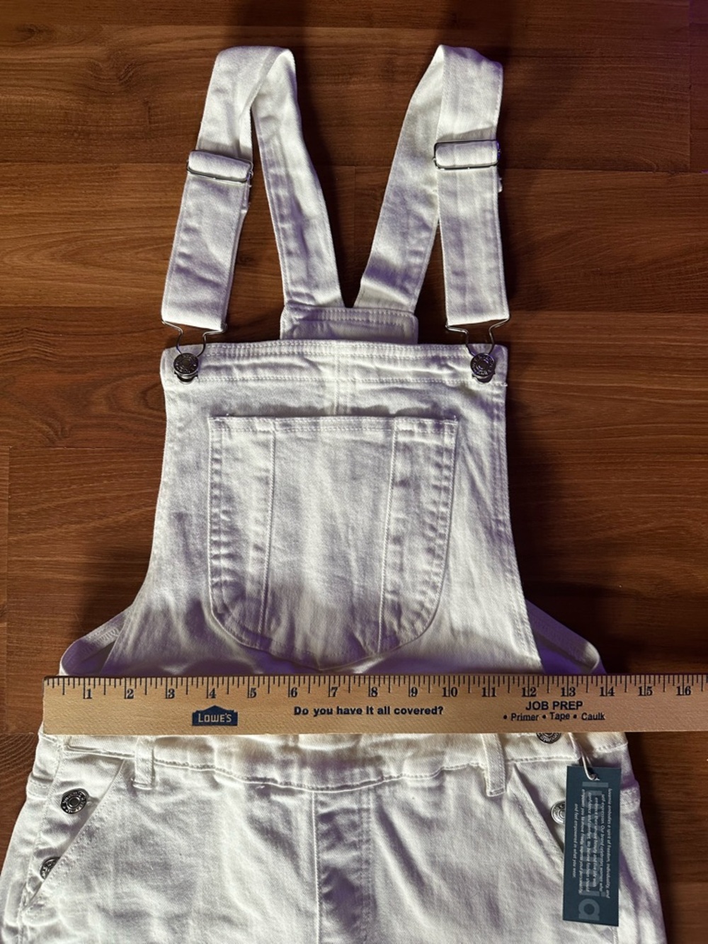 🆕 White Women's Denim Short Overalls - Picture 3 of 7
